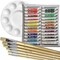 Artist 24 WATERCOLOR COLOR Painting Paint Set + 6 Brush Set w/ ROUND Palette SET